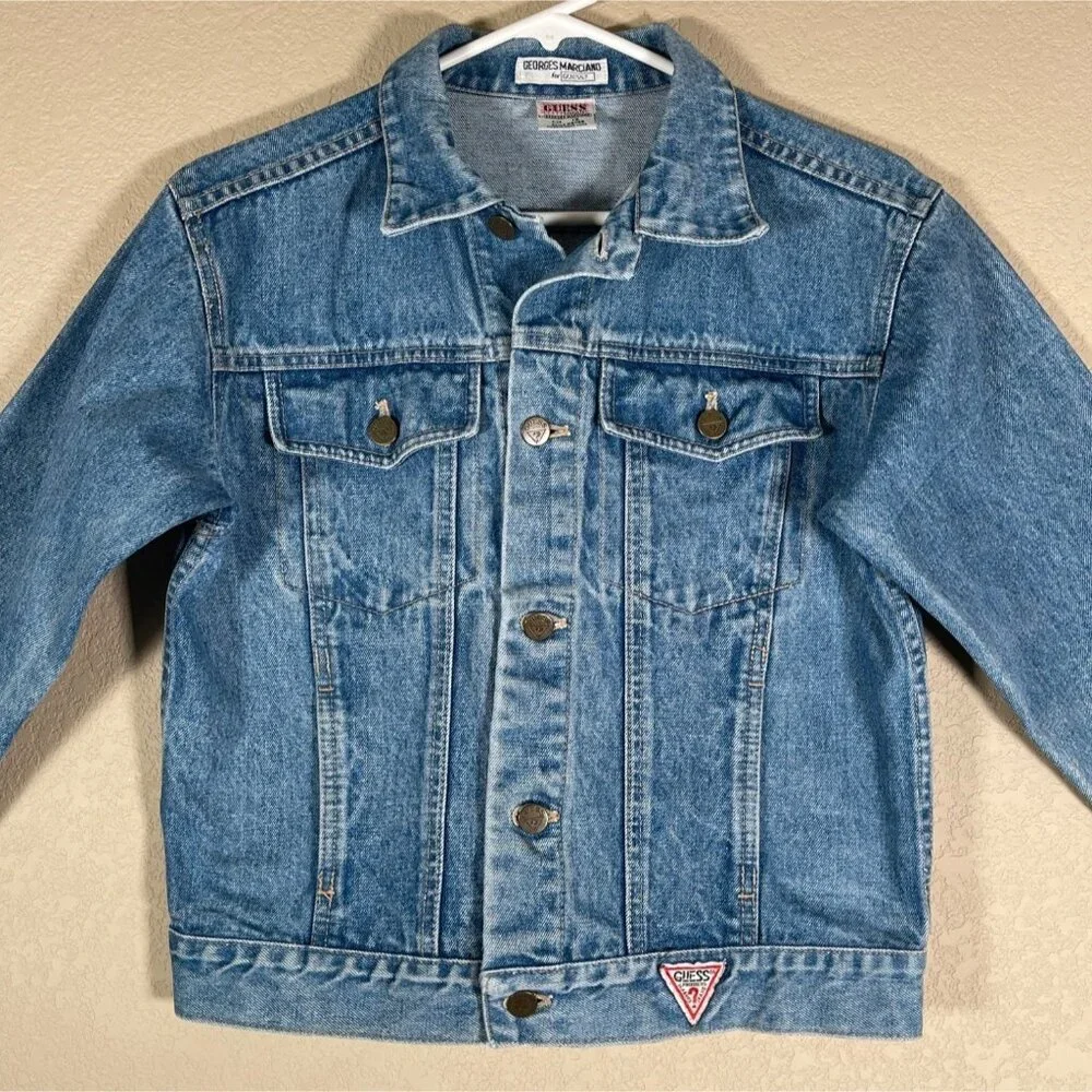 Vintage GUESS George Marciano Denim Trucker Jacket 90's Youth Unisex - Picture 3 of 10